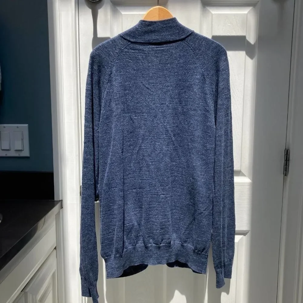 J. Crew Blue Men's Full Zip Dual Pocket Sweater Size Large